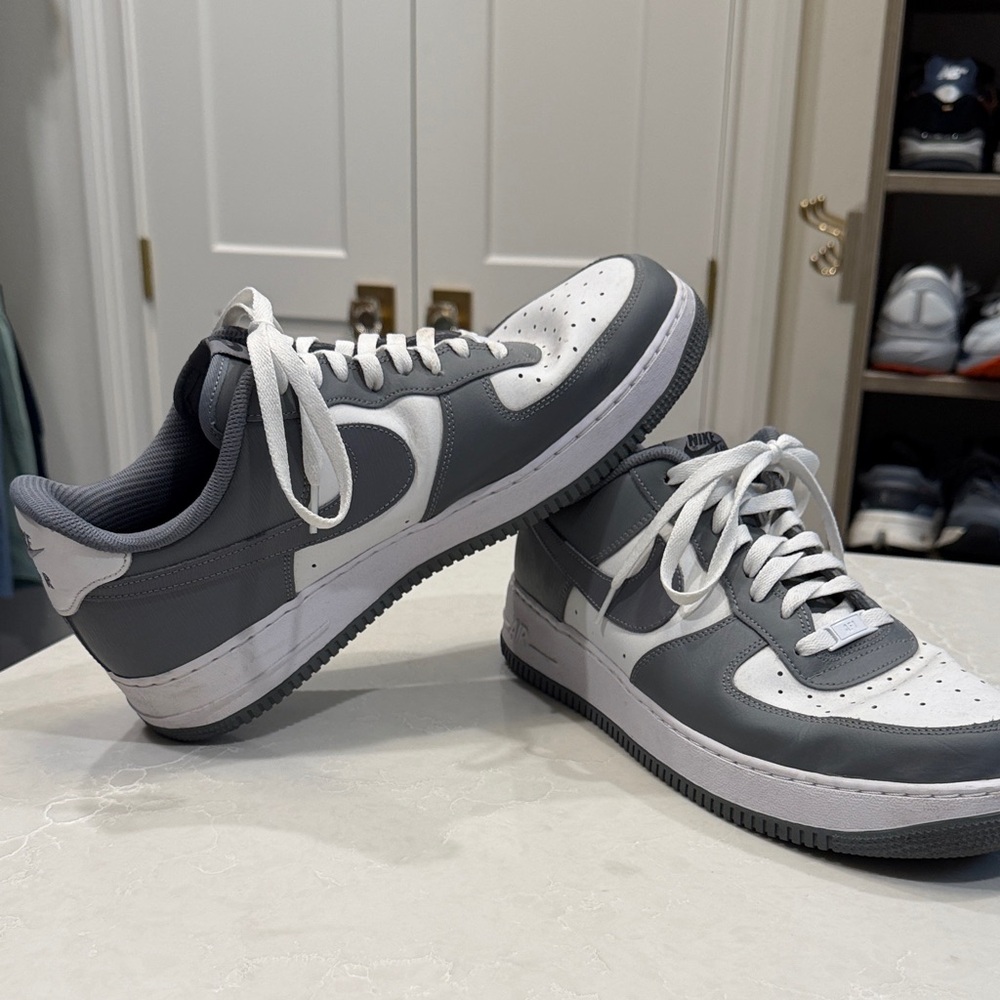 Nike Air Force 1 Men's Sneakers in Gray and White - Picture 5 of 7